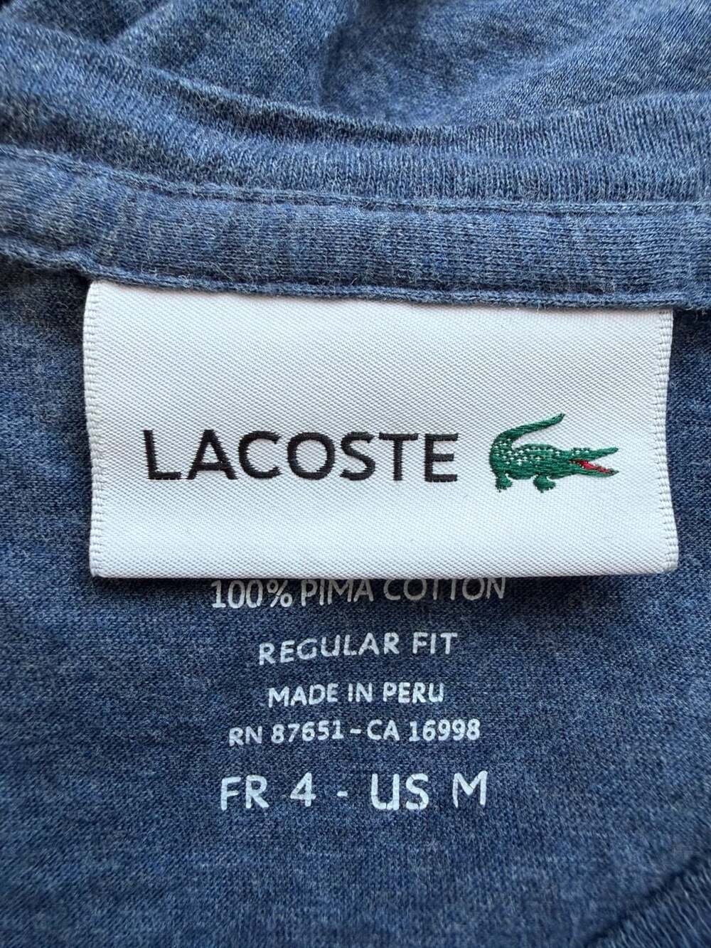 Lacoste Men's Regular Fit Crew Neck Pima Cotton Jersey T-Shirt in Navy Blue - Picture 3 of 6